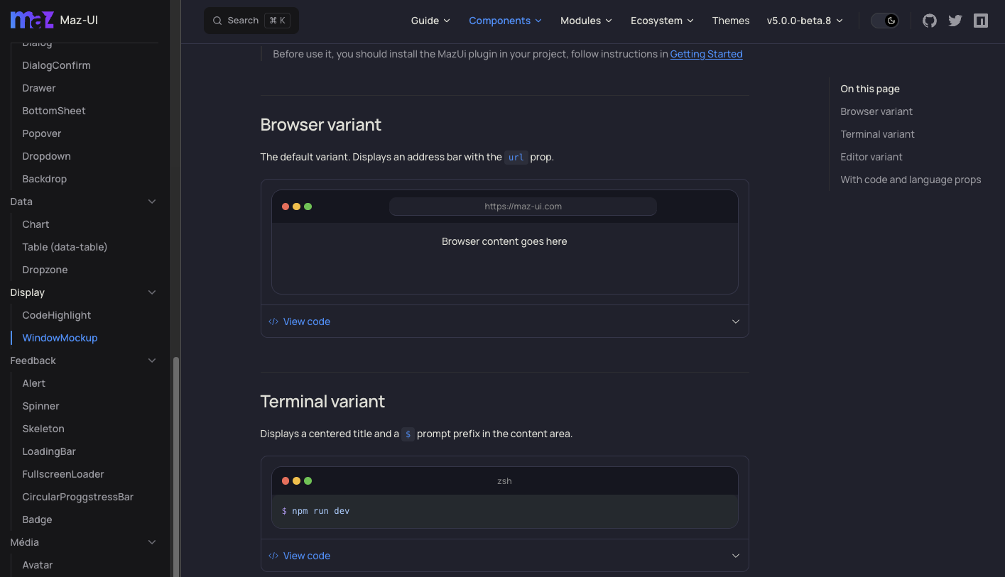 Maz UI Demo Dashboard